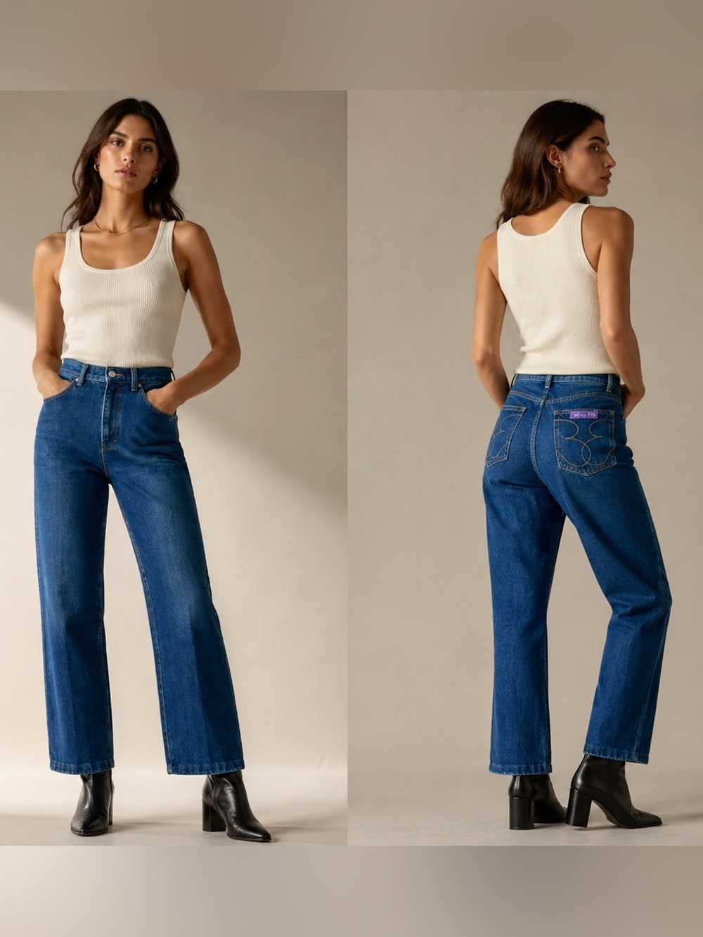 FANCY ASS Vintage Jeans High Rise Straight Leg Blue Denim 90s